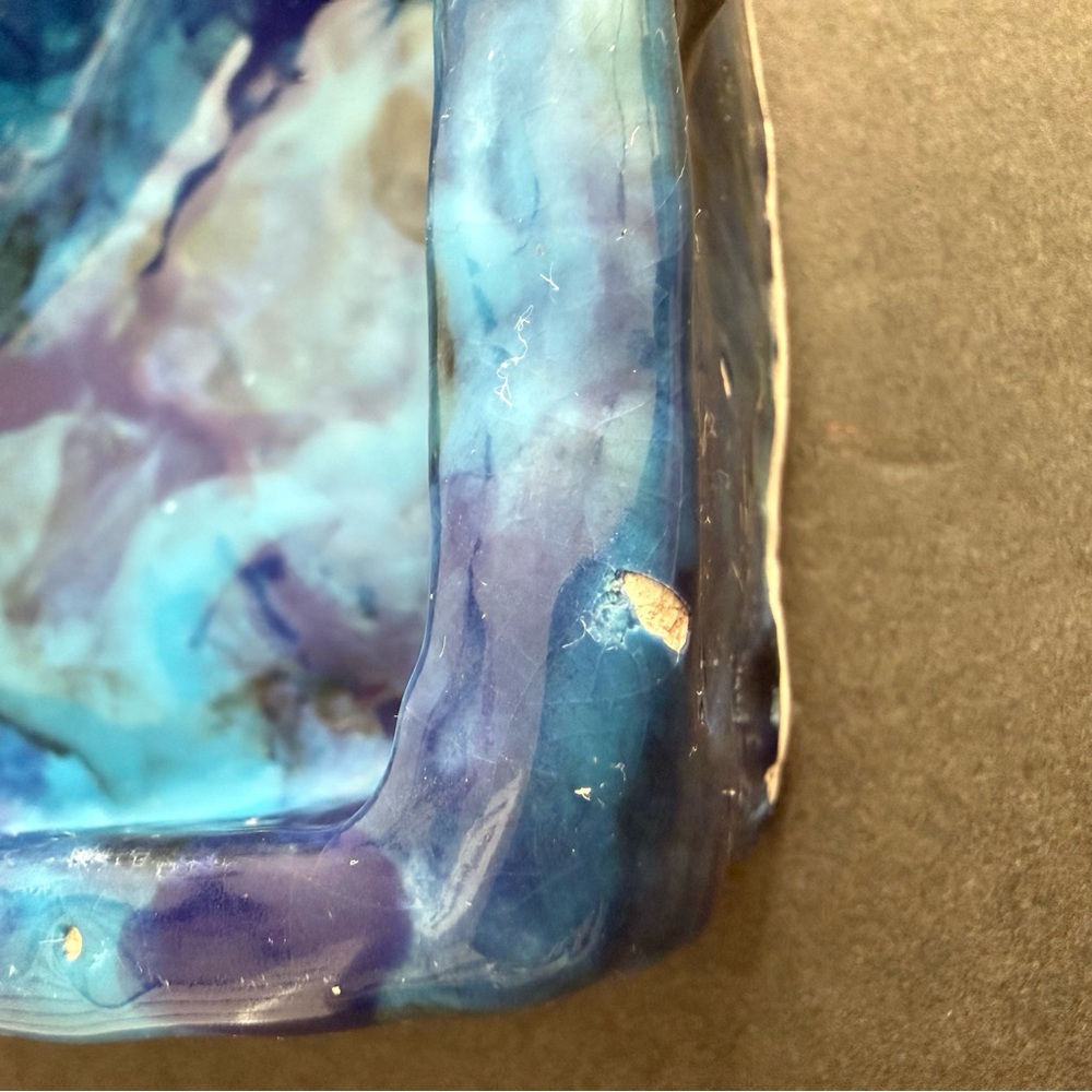 Vibrant Heart-Shaped Blue multicolor Ceramic Ashtray - Picture 9 of 11